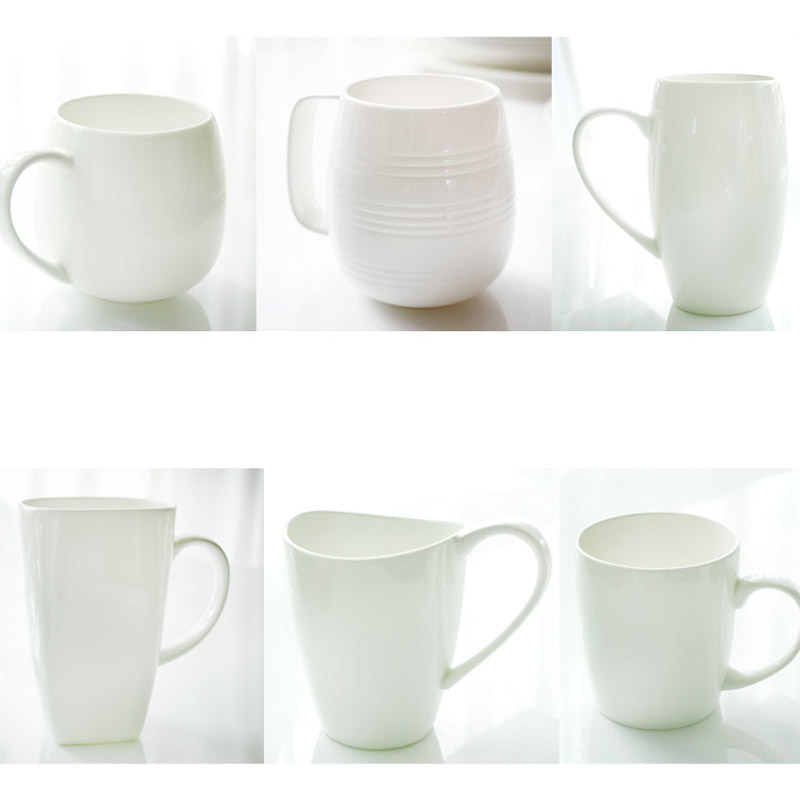 唐山骨瓷纯白创意情侣马克杯 杯子陶瓷水杯可爱咖啡杯瓷杯4个包邮