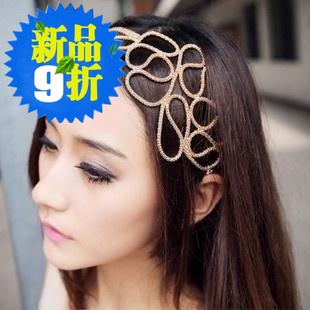  1124 韩版蛇链金属镂空复古宽边发带头带发箍头箍发饰品
