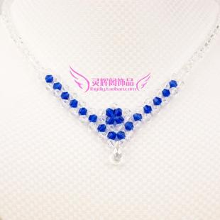 水晶串珠项链材料包 手工编织<em>四叶草毛衣</em>链 夏