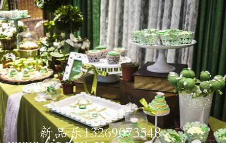 绿色主题 北京甜品台点心生日宴会Capcake纸