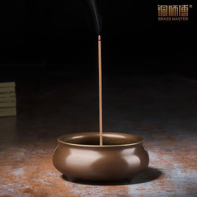 铜师傅 全铜香炉 《三足扁圆炉》 家居工艺品 装饰品