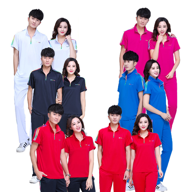 晋冠运动服男女套装半袖T恤夏季佳木斯健身操广场舞服装短袖长裤|msdalam kategori sukan/pakaian kasual, Sukan T-shirt - dari Buy2taobao.com untuk memberikan perkhidmatan ejen Taobao profesional membeli