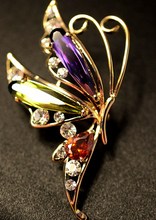 South Korea imported refined contrast color alloy zircon diamond butterfly brooch