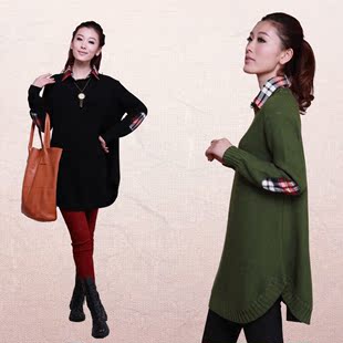  中长款外套女长款毛衣女韩版宽松修身套头打底冬款毛衣针织衫加厚