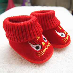  婴幼儿虎头鞋子纯手工布鞋软底家居鞋宝宝满月周岁穿辟邪红色送礼