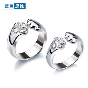 LSSW饰品 925 纯银 情侣 对戒 女 男 猫爪戒指 拥抱爱 可刻字 LSSW饰品 925 纯银 情侣 对戒 女 男 猫爪戒指 拥抱爱 可刻字