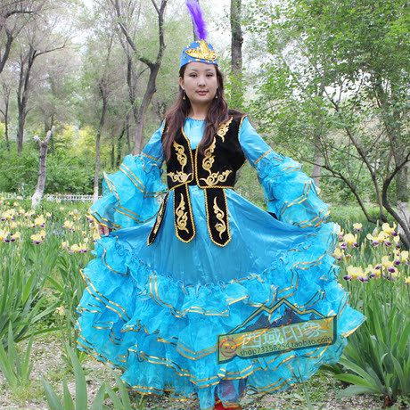 少数民族服装女装新疆 哈萨克族舞蹈服 套装 民