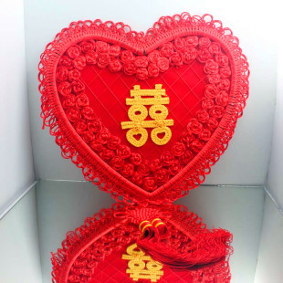  婚庆用品装饰大号桃心玫瑰中国结 手工玫瑰喜字婚房挂饰 婚礼