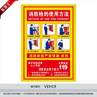 消防器材使用知识挂图 海报 消防栓的使用方法 消火栓