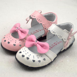  13夏正品女童皮鞋 儿童凉鞋 女童凉鞋 真皮公主鞋蝴蝶结镂空凉鞋