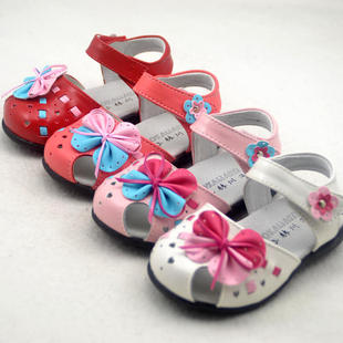  13夏童鞋 真皮女童凉鞋 韩版镂空蝴蝶结公主凉鞋小林川子儿童凉鞋
