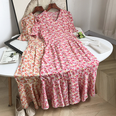 碎花连衣裙女2020夏季超仙气连衣裙温柔风雪纺长裙法式小众E￥23