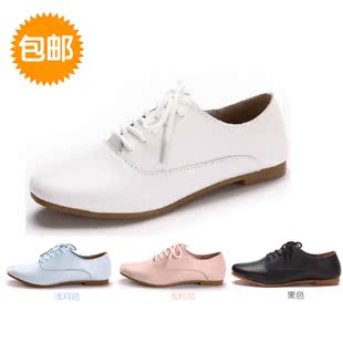  正品英伦休闲女鞋欧美小白皮鞋 真皮春夏新款平底韩版单鞋子