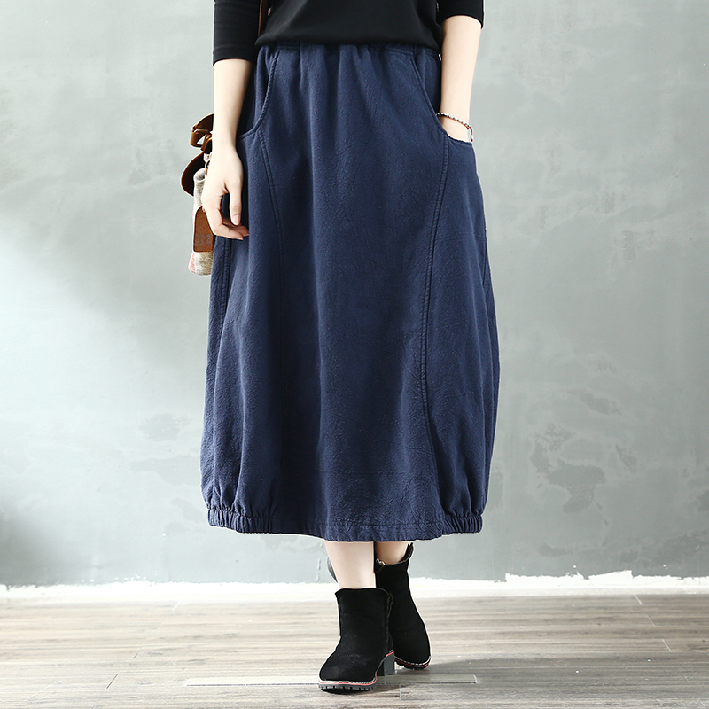 Mats 2018 Autumn and winter Retro Cotton and hemp Plush skirt literature leisure time Versatile Elastic waist Bud skirtin the Women's clothing/Boutique , Skirts category - from Buy2taobao.com to provide professional Taobao agent buy service