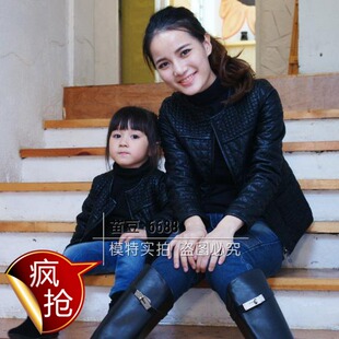  春款zara童装幼儿童皮衣/短款皮夹克宝宝机车服男女童外套亲子装