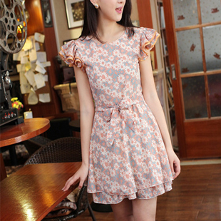 韩版雏菊碎花雪纺...