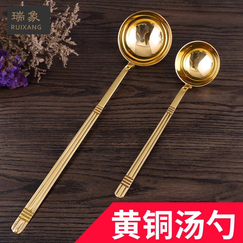 新款正品 纯铜加厚大号铜勺子家用汤壳火锅勺盛汤粥长柄勺汤瓢在类目 餐饮具, 餐具, 叉/勺/筷套装中 - 来自Buy2taobao.com提供专业的淘宝代购服务