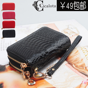  包邮新款正品西卡洛塔潮女士蛇纹牛皮钥匙包零钱包手