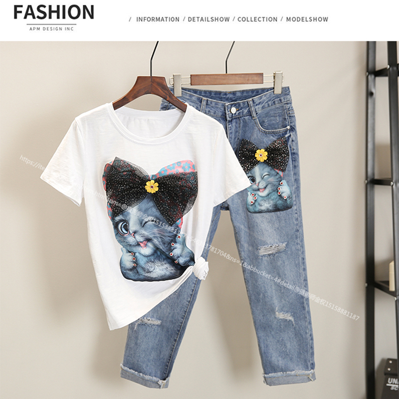 Europe station Large printing T-shirt Jeans suit Tile Guapai Explosive money maternity dress style shotin the Amoy girl , Shop model category - from Buy2taobao.com to provide professional Taobao agent buy service