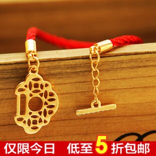  本命年红绳 可爱金锁红绳手链 时尚女款手绳保色电镀饰品混批加盟