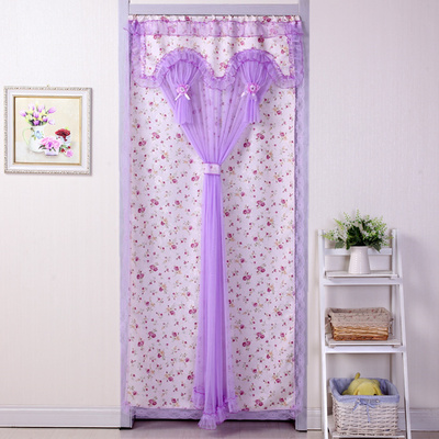 门帘布艺蕾丝长门帘卧室双层防蚊软纱帘布帘半截隔断风水挂帘包邮