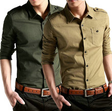 Military style men's shirts new spring fashion Korean Slim Men's shirt high quality shirt quality