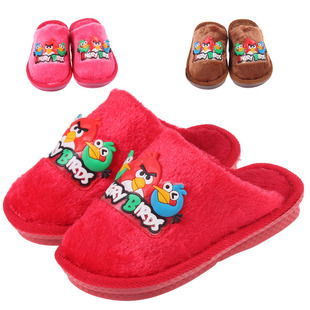  愤怒的小鸟儿童棉拖鞋 秋冬男女中童家居家地板卡通韩版防滑拖鞋