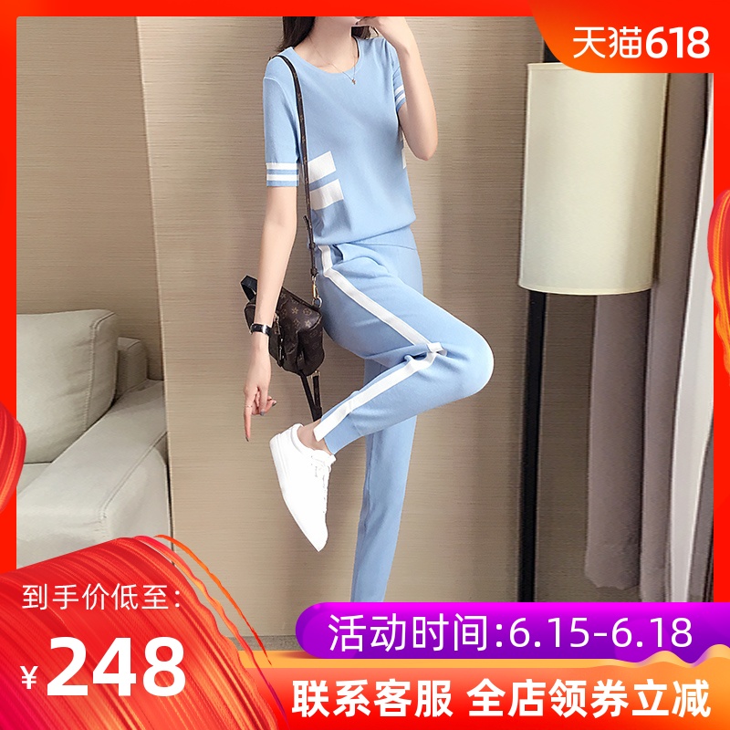 休闲运动套装女夏2019新款宽松显瘦时尚短袖运动服小脚裤两件套潮在类目 女装/女士精品, 套装/学生校服/工作制服, 休闲运动套装中 - 来自Buy2taobao.com提供专业的淘宝代购服务
