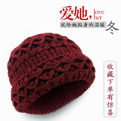 手工针织毛线妈妈帽 冬天中老年人帽子女士秋冬季保暖奶奶婆婆帽
