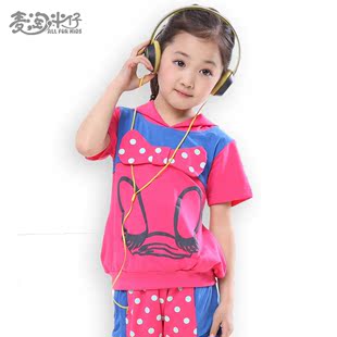  品牌童装 女童夏装新款短袖 韩版休闲儿童套装宝宝运动两件套