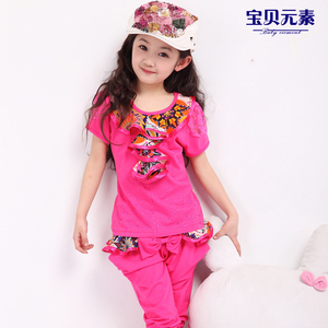 <em>淘宝网</em>女童<em>两件套</em>夏装韩版儿童短袖t恤<em>短裤</em>套