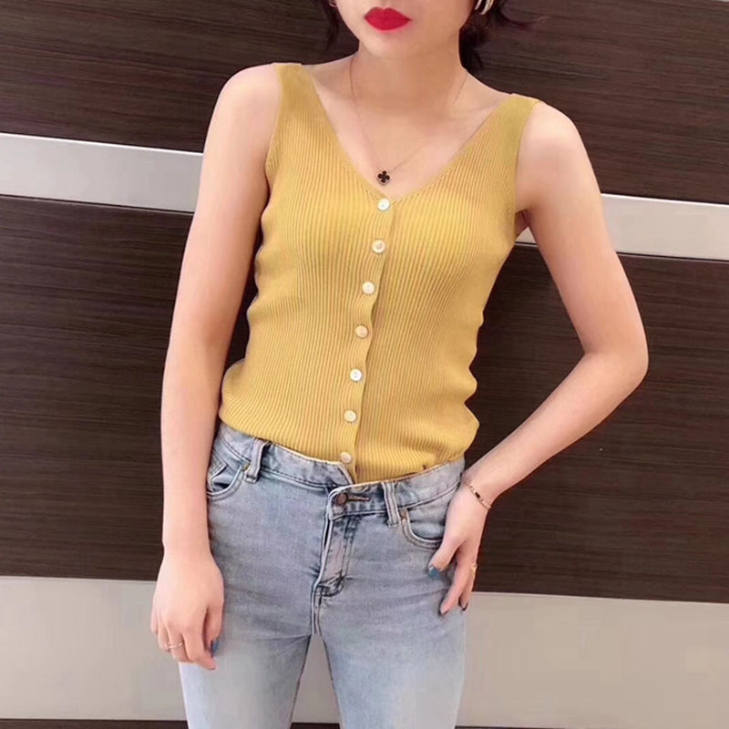 2019 Spring and summer new pattern Self cultivation Elastic force knitting vest Sleeveless Base coat V-neck Socket Internal lap jacketin the Women's clothing/Boutique , Wool sweater category - from Buy2taobao.com to provide professional Taobao agent buy service