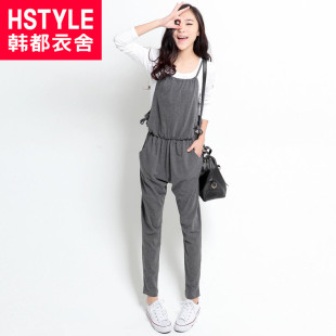  韩都衣舍韩国春装新款女装收腰系带长裤连衣裤OU2242曌0201