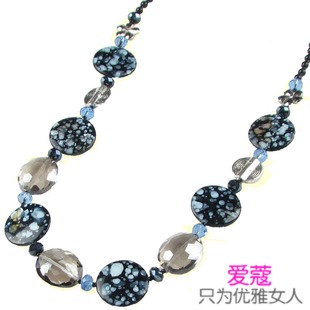 爱蔻小碎花田园<em>水晶</em>贝壳长款<em>挂件长项链毛衣</em>链