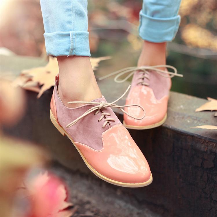 英伦拼接牛津鞋复古...