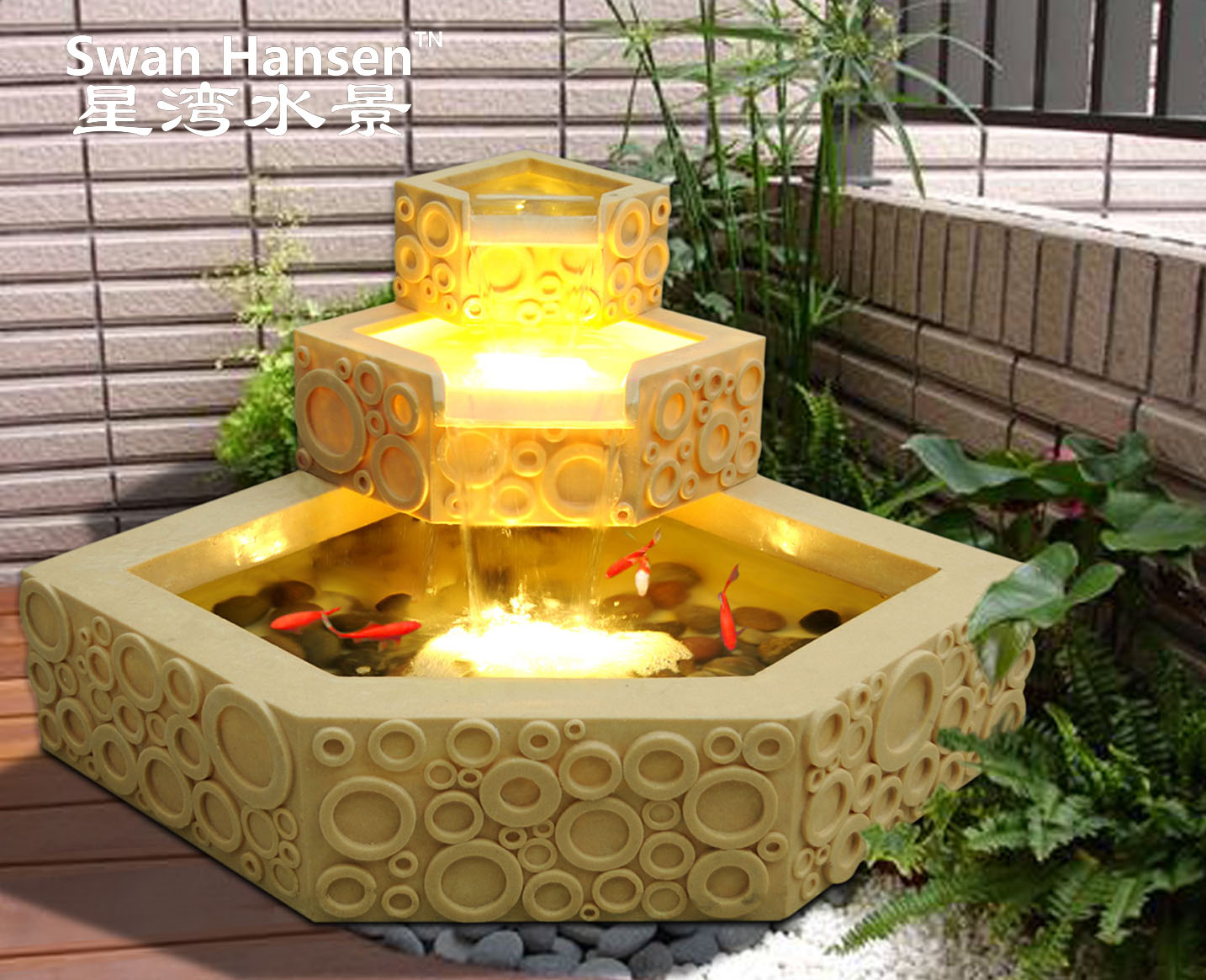 假山流水喷泉鱼池阳台大型金鱼缸乌龟室内水景