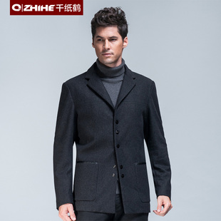  千纸鹤男装 春装新款便西羊毛时尚商务休闲上衣外套帅气小西服653