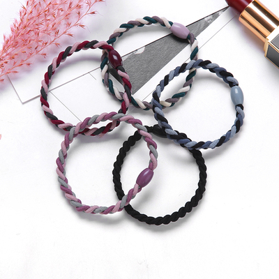 韩版拼色编织麻花发圈发绳头饰皮筋扎头绳简约女士橡皮筋发饰头绳