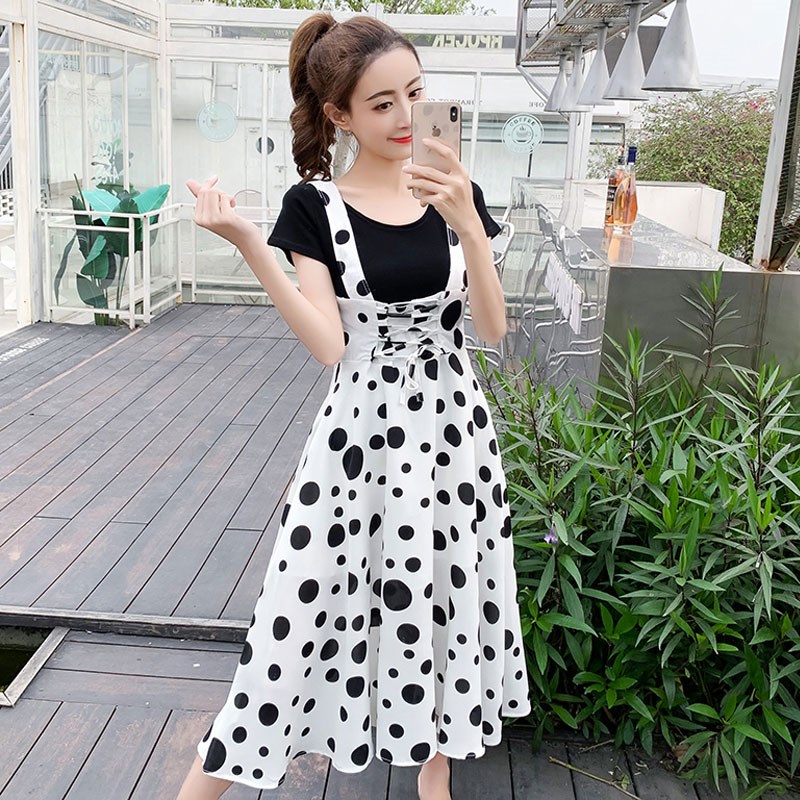 fresh Chiffon Dress summer Waist Mid length version Wave Suspender skirt suit fairy Broken flowers braces skirtin the Packing, Logistics packaging, Column bag category - from Buy2taobao.com to provide professional Taobao agent buy service