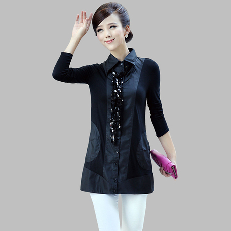 30-<em>40岁</em>韩版大码品牌<em>女装</em>2014<em>春季</em>新款长袖拼