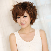 恒发假发假发<em>短发</em>女<em>斜刘海短卷发</em>蓬松修脸哑光