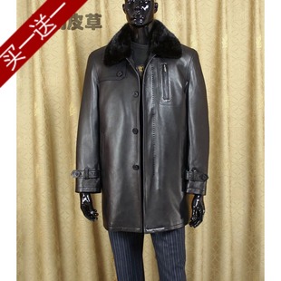  正品啄木鸟男士绵羊皮中长款黄金貂内胆真皮皮衣整水貂内胆尼克服