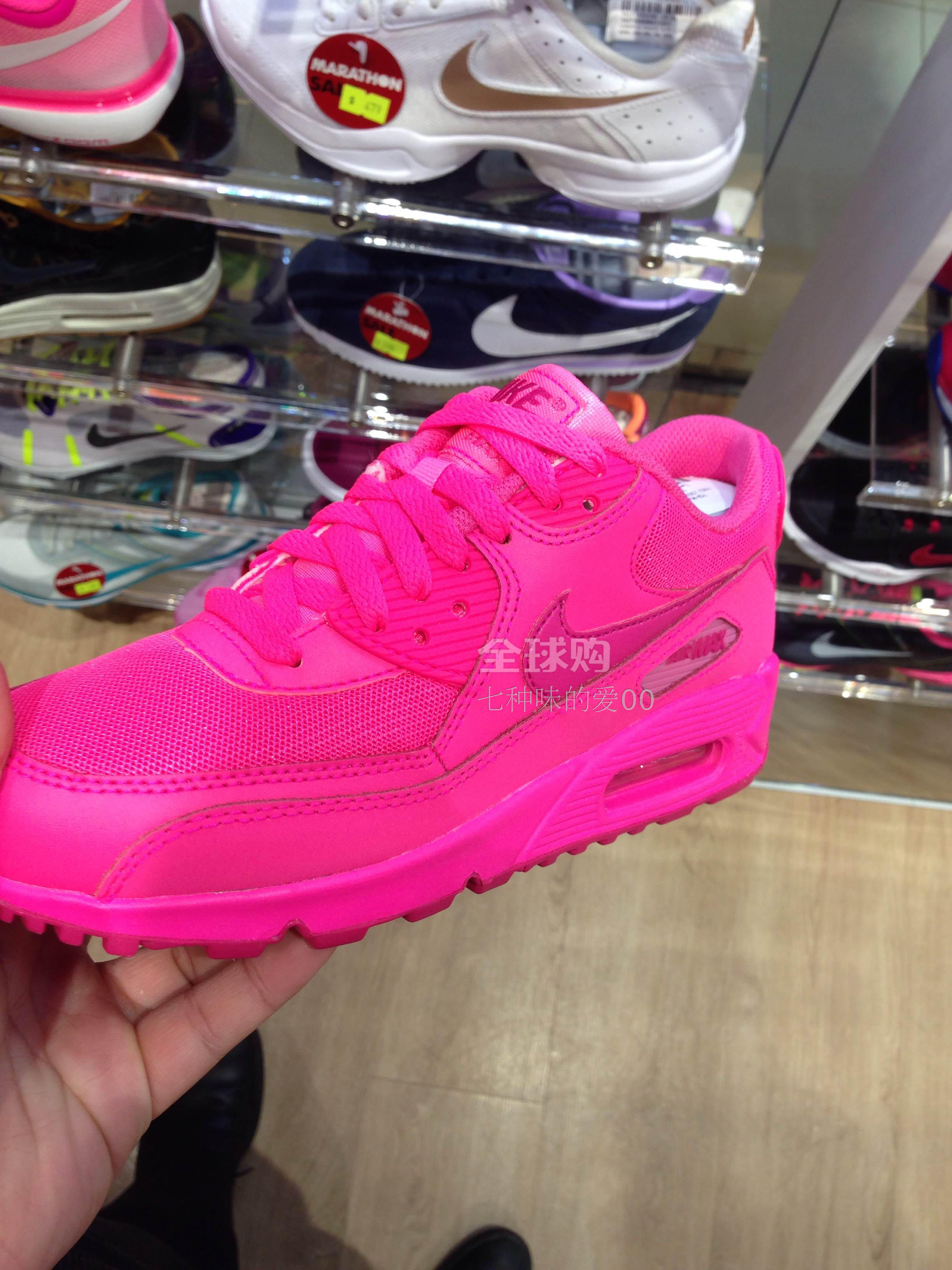 限量版～nike air max 90 荧光粉 女装运动鞋