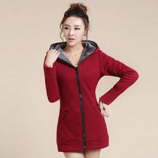 2013中年秋冬装加厚加绒中长款卫衣女装韩版