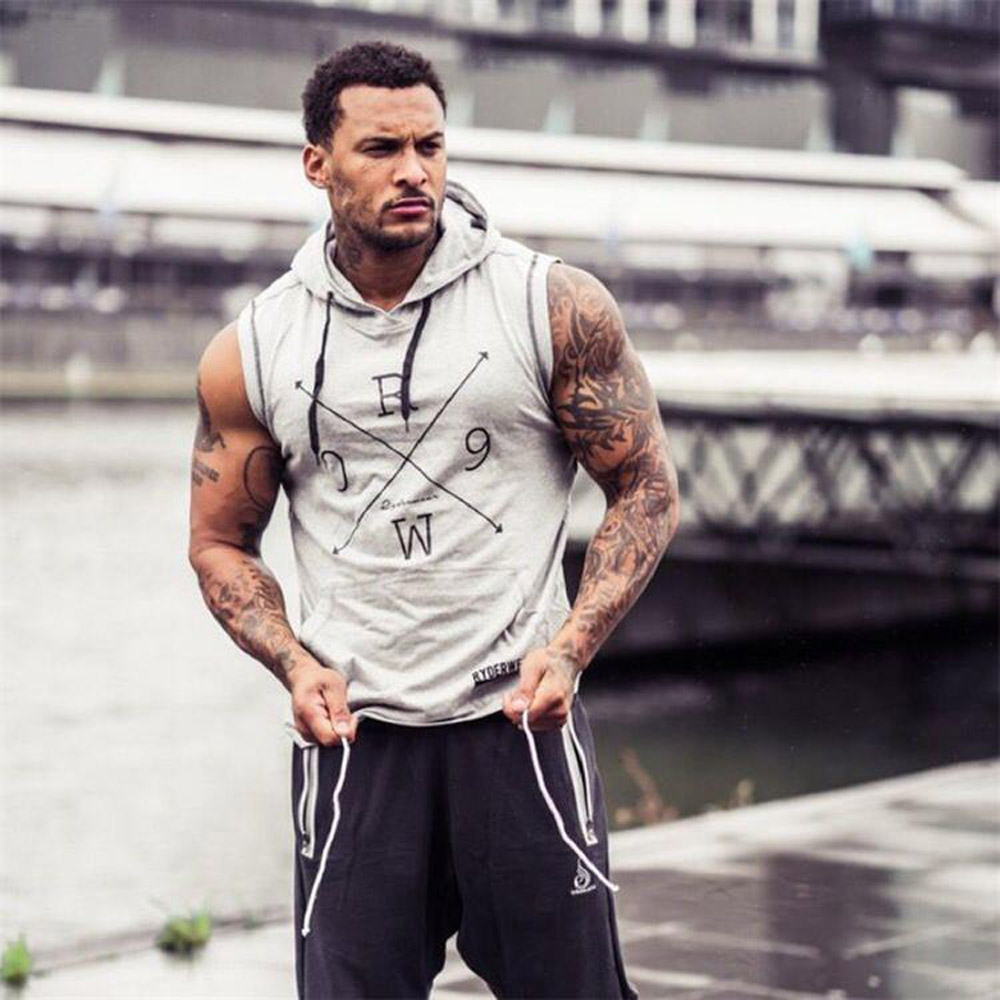 muscle Brother vest Elastic force ventilation Sleeveless motion Bodybuilding Hooded vest leisure time fashion Vest Base coatin the Sportswear/Casual Clothing , Sports vest , Single vest category - from Buy2taobao.com to provide professional Taobao agent buy service