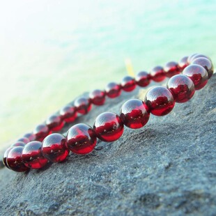  正品 假一赔十 巴西进口AAA冰种天然酒红石榴石手链 女款