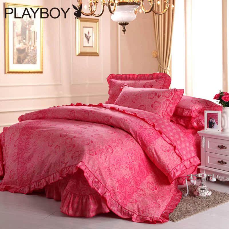 品牌团PLAYBOY家纺床上用品全棉韩版四件套特价纯棉婚庆简约包邮 品牌团PLAYBOY家纺床上用品全棉韩版四件套特价纯棉婚庆简约包邮
