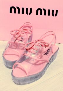  夏款水钻透明厚底松糕鞋果冻女鞋坡跟单鞋网纱荧光色水晶凉鞋