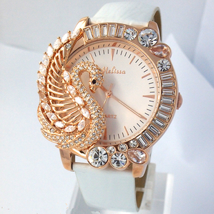 玛丽莎melissa女表 水晶天鹅大表盘手表 时装表