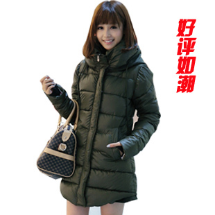  阿依莲同款秋冬女装 新款中长款加厚连帽棉服保暖棉衣外套 包邮